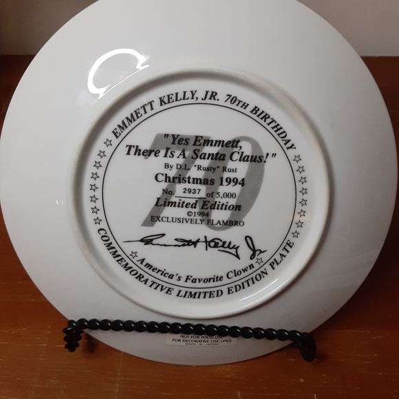 Vintage Emmett Kelly, Jr. 70th Birthday Commemorative Limited Edition Plate - Picture 6 of 7